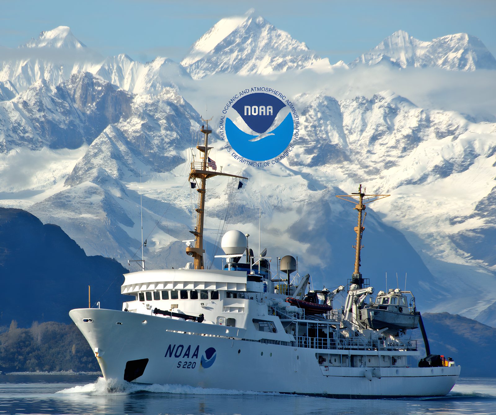 NOAA Ship Fairweather, a hydrographic survey vessel, underway in Alaskan waters