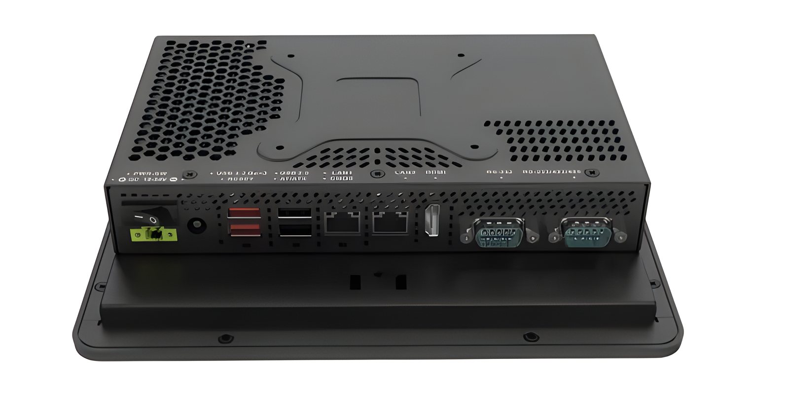 Rear I/O of the IVC-XXPC-P heavy duty industrial panel PC